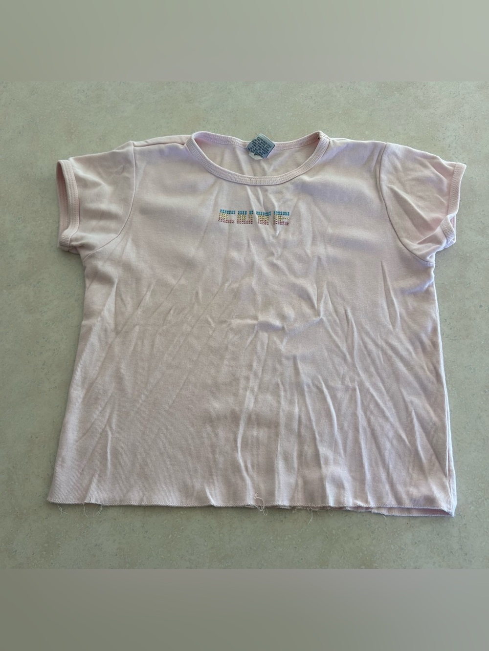 Old Navy Light Pink Short Sleeve Tee with Tiny Gem Detail